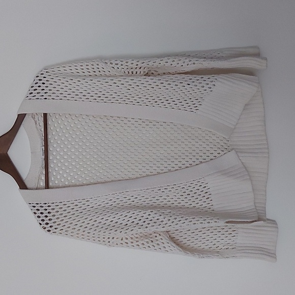 Abercrombie and Fitch 100% Cotton Open Knit Open Front Cardigan Ivory Size Med - Picture 1 of 7